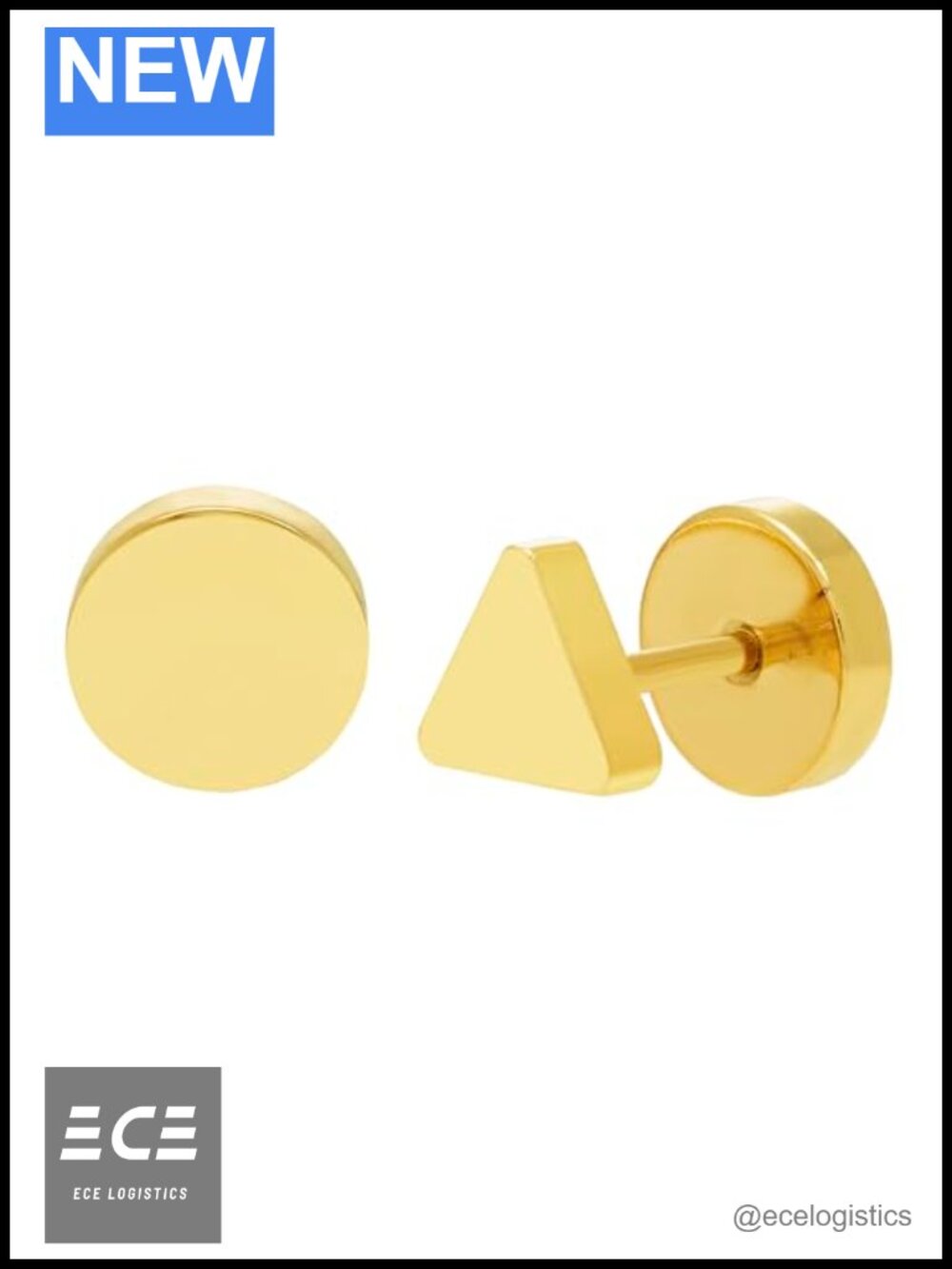 Men's 316L Stainless Steel Reversible Screwback Earrings 8mm Geometric IP